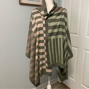 Striped Green, Pink and Beige Scarf Wrap